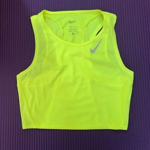 NWOT Nike Women's Dri-FIT Race Cropped Running Tank Top - Volt